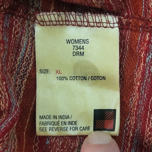 🛍Woolrich Red Geometric Long Sleeve Quarter Zip Lightweight Pullover Womens‎ XL - Picture 4 of 9